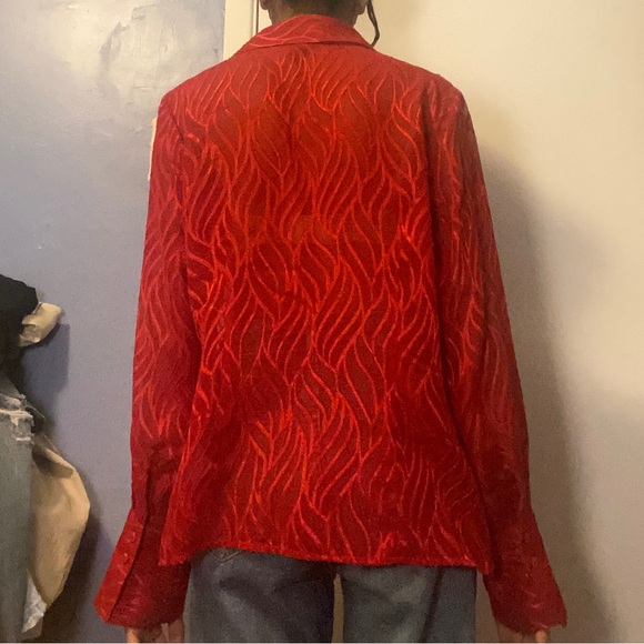 Vintage Sheer Red Women’s Button-Down - Picture 4 of 4